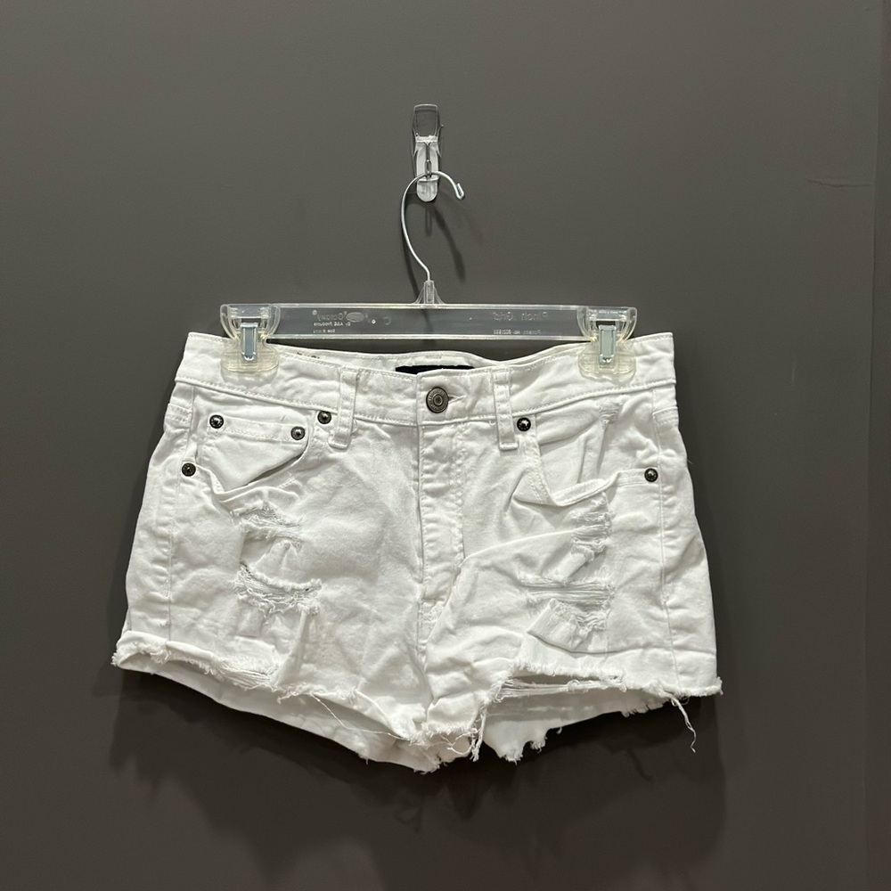 Women’s White Distressed Denim Shorts